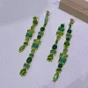 ensemble de bijoux fins de marque de luxe originale, cristal de zircon vert, collier, boucle d'oreille, bracelet, breloques pour femmes, accessoires de mariage