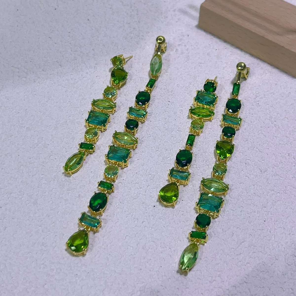 ensemble de bijoux fins de marque de luxe originale, cristal de zircon vert, collier, boucle d'oreille, bracelet, breloques pour femmes, accessoires de mariage