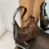 sacs à bandoulière en cuir pu pour femmes, design de ceinture rétro, petit sac à bandoulière vintage sous les bras, sacs à main à la mode, y2k, 2024