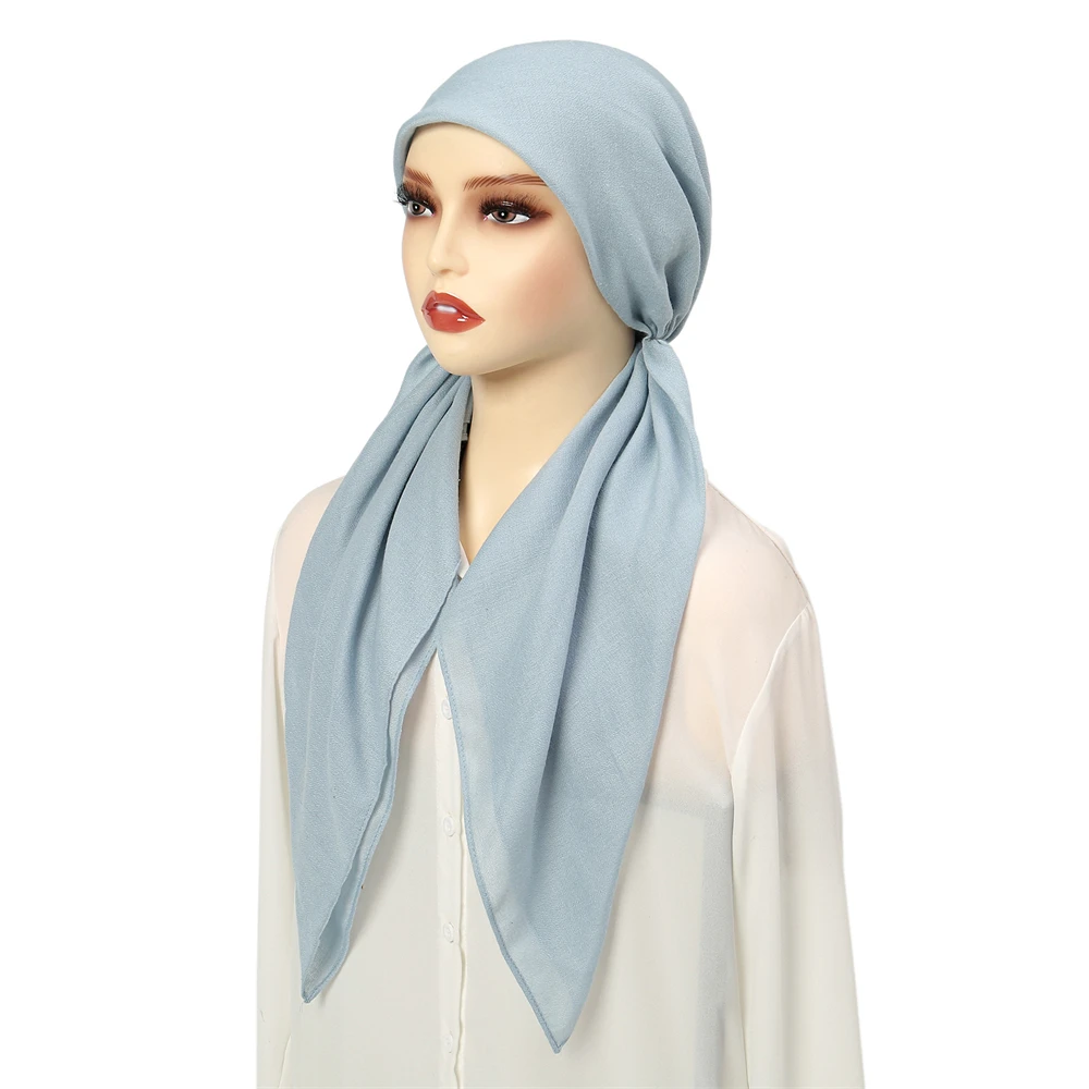 musulman hijab turban pré attaché chapeau femmes couleur unie longue queue bonnet chimio casquette perte de cheveux tête écharpe wrap bonnets turbante mujer