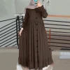 Robe Hijab à manches longues pour femmes musulmanes, Abaya de Dubaï, Robe d&rsquo;été boutonnée, Vêtements islamiques, Maxi, Éducatif, Turquie, Automne