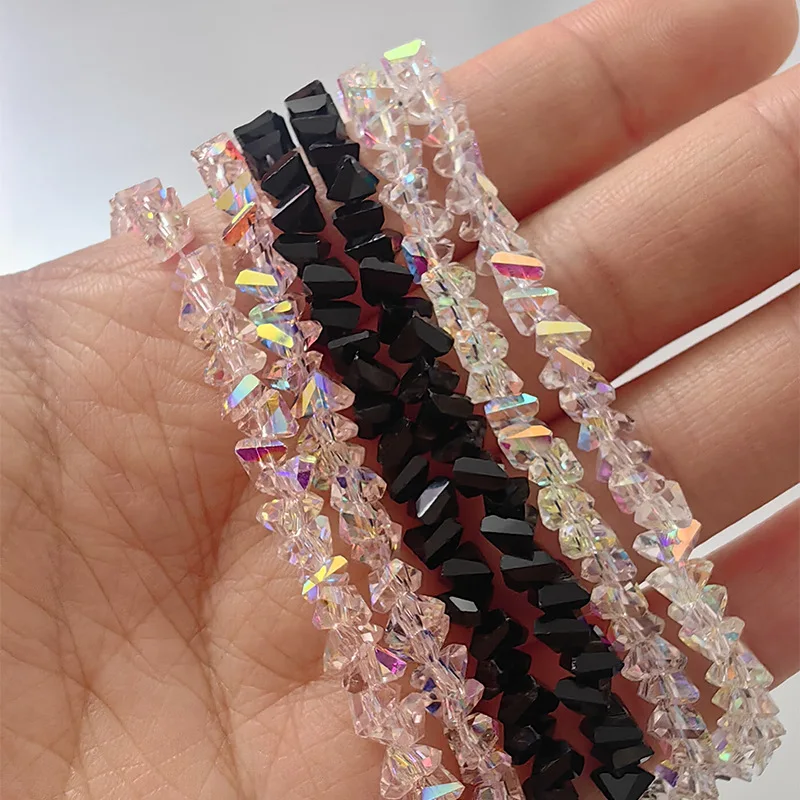 Bracelet de perles irrégulières en cristal Transparent brillant pour femmes, chaîne en verre rose multicolore coréenne sur la main, bijoux cadeaux pour filles