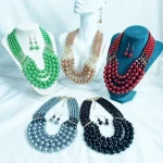 Bijoux de mariage pour filles, 3 pièces, ensemble de bijoux, collier de perles, boucles d&rsquo;oreilles, Shopping en plein air, usage quotidien