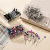 Aiguilles à tête de perle rondes colorées de 37mm, 100 pièces/boîte, épingles à coudre droites pour la couture, bricolage, outils de couture, positionnement