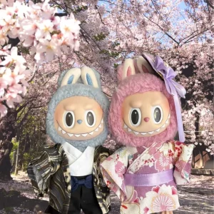 Labubu Clothes Kimono japonais série Sakura, styles pour hommes et femmes, vêtements de l&rsquo;ère Showa (sans poupée)