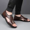 sandales pour hommes marque chaussures décontractées en plein air mode chaussons pour hommes chaussures de plage confortables haute qualité en cuir hommes sandales plates