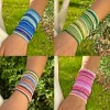 ensemble de bracelets bohème en perles de riz colorées pour femmes, extensible, réglable, chaîne enroulée empilée, bijoux à main, cadeau de plage d'été