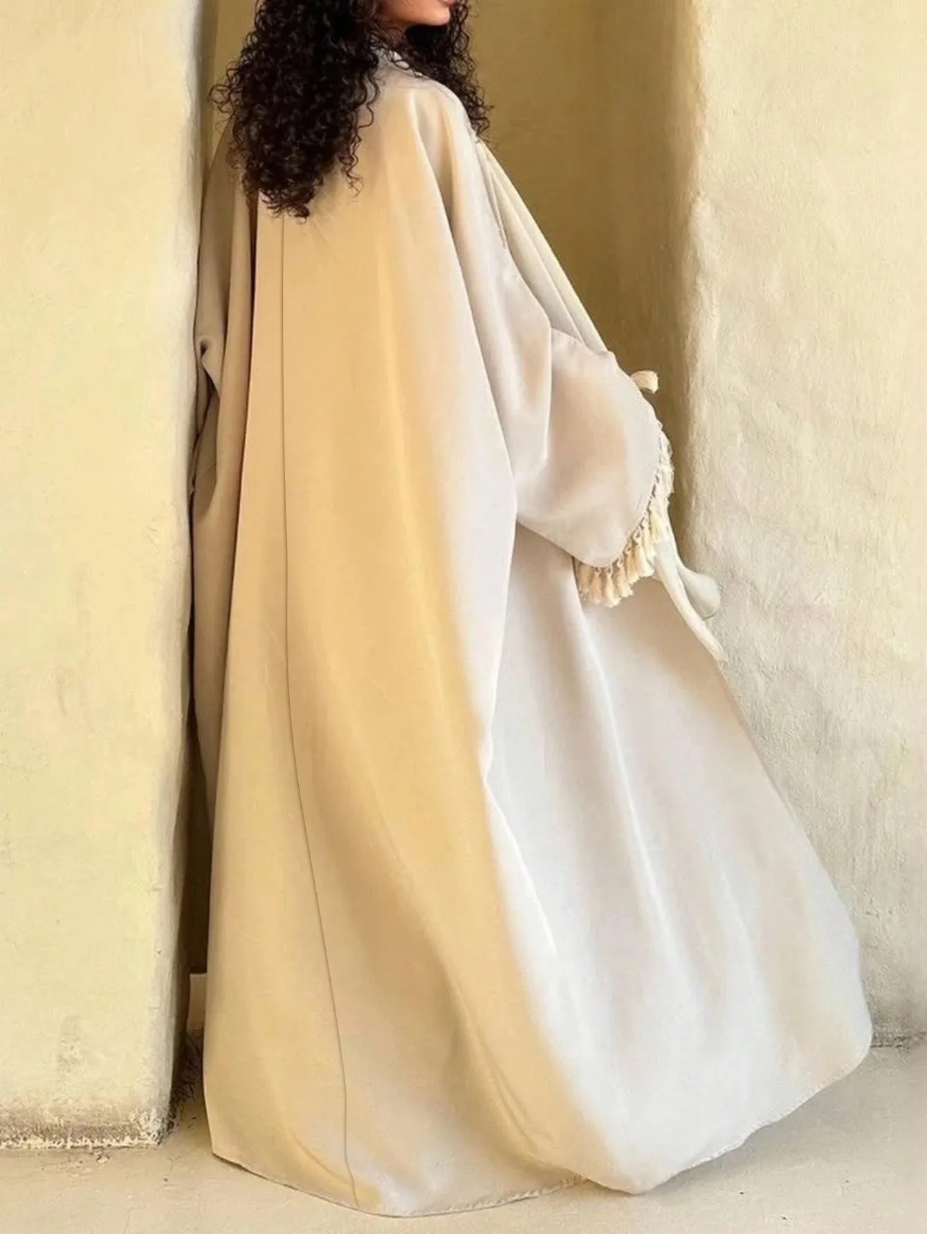 abaya femmes robe musulmane élégant cardigan à franges manches chauve souris robes eid abayo dubaï caftan turquie kebaya caftan marocain femme