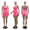 robe de soirée à volants à paillettes pour femmes, mini robes, tambour, robes de club, vêtements élégants, luxe, fête d'anniversaire, dame, sexy, été, 2024