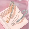 broches tendance en strass pour femmes, 4 pièces, grandes épingles de sûreté, épingle à la mode pour bricolage, jupes artisanales, vêtements, accessoires de bijoux
