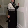 eid femmes abaya écharpe dentelle dubaï femmes robe ouverte abaya musulman islam fête arabe longue robe maroc caftan jalabiya ramadan 2025
