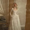 robe de mariée luxueuse ligne a pour femmes, avec des appliques en dentelle, personnalisée, dos nu, manches longues