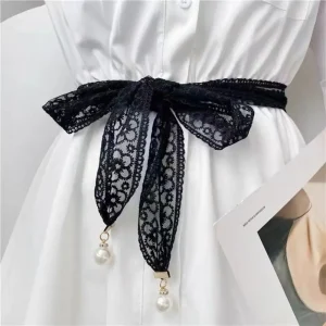 Ceinture de taille en dentelle décorative douce pour femme, accessoires vestisens, pendentif environnemental, robe élégante, mode
