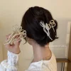 ensemble de pinces à cheveux en perles pour femmes, épingles à cheveux avec nœud en perles, accessoires pour cheveux en métal, pince creuse géométrique, barrette en cristal, grand