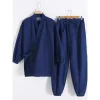 ensemble kimono samue japonais pour hommes – vêtements/pyjamas de moine bouddhiste traditionnel style yukata samouraï jinbei