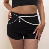chaîne de taille en perles géométriques pour femmes, double couche, ceinture, streetwear, mode d'été, bijoux de corps