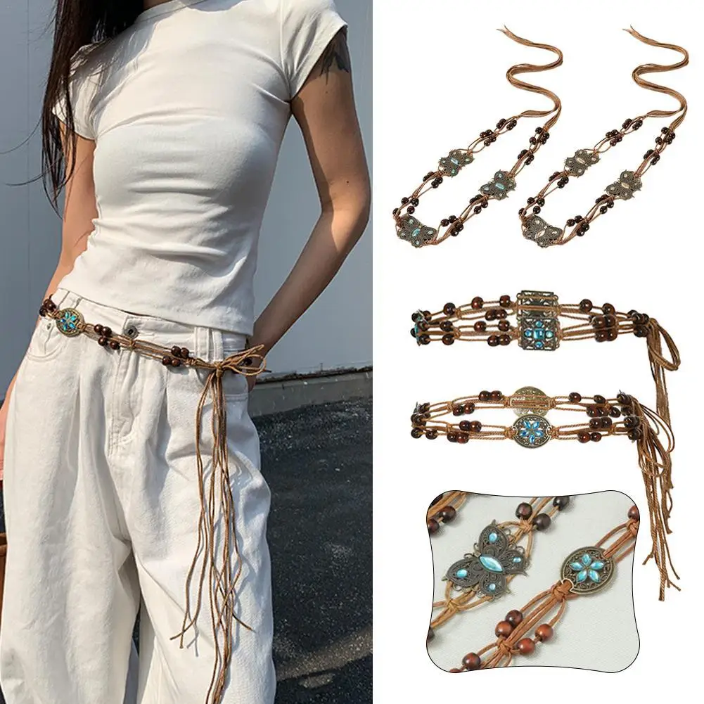 Ceinture femme Style ethnique Vintage ceinture tissée à la main robe femme chaîne de taille décorative Style bohème polyvalent