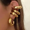 1 paire de boucles d'oreilles à clip en forme de c pour femmes, légères, sans piercing, cartilage, manchette d'oreille, couleur or argent