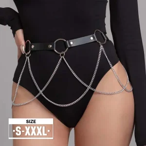 Femmes mode ventre ceinture chaîne Style de rue ceinture avec chaîne gothique harnais chaîne bustier harnais taille ceinture vêtements accessoires
