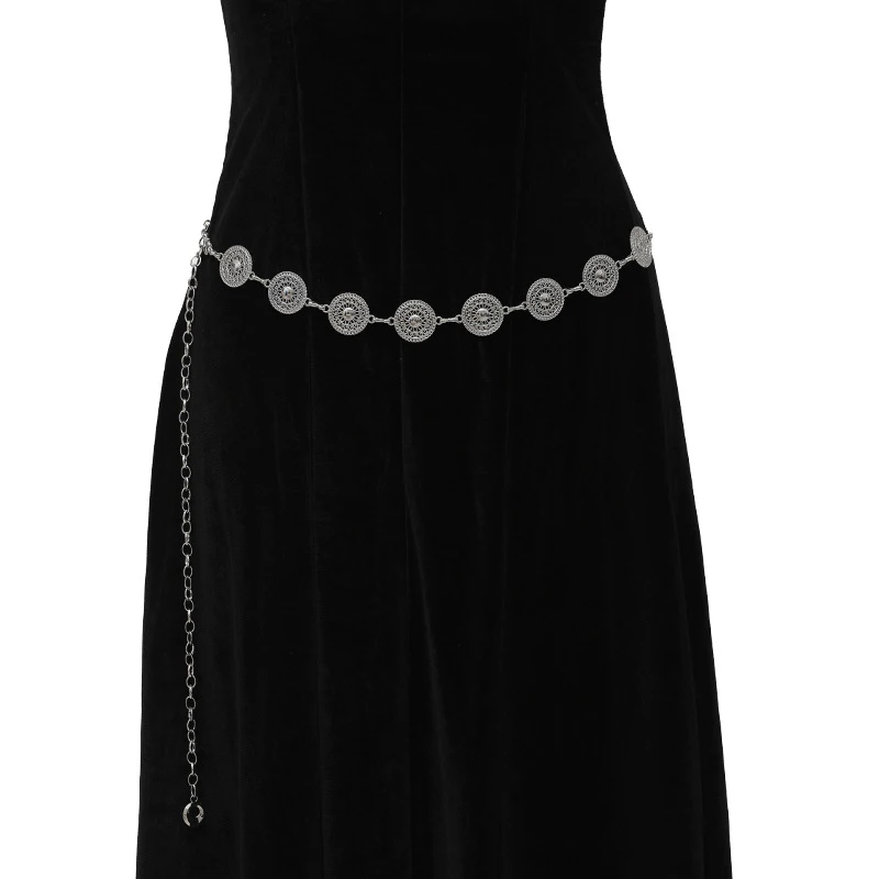 Ceinture longue à boucle réglable en or pour femmes, chaîne de corps, mode pour femmes, Vintage, métal ajouré