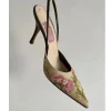 Fleurs brodées sandales à talons aiguilles femmes élégantes talons hauts sandales Slingback chine broder bout pointu pompes femmes