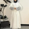 abaya musulmane à manches longues pour femmes, cardigan ouvert devant, robe maxi, vêtements pour femmes, gland brodé, kaftans, jilbabs