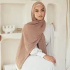Écharpe hijab en coton et lin pour femmes, châle long en voile doux et confortable, assorti à tout, turban musulman en coton lourd uni, printemps
