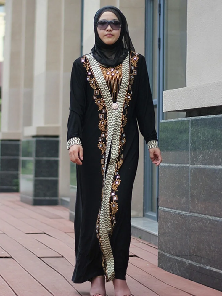 dubaï arabe islam abaya femmes musulmanes longue robe paillettes perles caftan robes élégantes épissure maxi robes islamique 2026 caftan