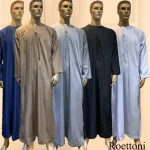 Manches longues Aman Abaya 1 pièce Jubba Thobe pour hommes caftan Pakistan musulman arabie saoudite Djellaba Islam vêtements Robe de prière Afghan