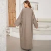 abaya cardigan en lin brodé pour femmes musulmanes, vêtements islamiques, kimono populaire, modeste, nouvelle collection 2024