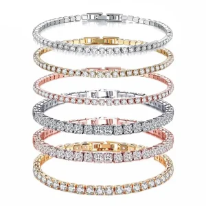 Nouveau bracelet de tennis hip-hop en argent sterling 925 pour femmes, bracelet à nœud de luxe étincelant, cadeau de mariage exquis