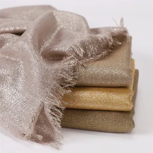 Dernier Écharpe Brillante en Tissu Rayonne pour Femme, Châle de Tête en Fil de Fer localité et Argenté, Hijab à Franges