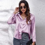 Chemise en Satin à Manches sulfpour Femme, Tenue Formelle, Rétro, Décontractée, Couleur Unie, Travail de Bureau, Été 2023