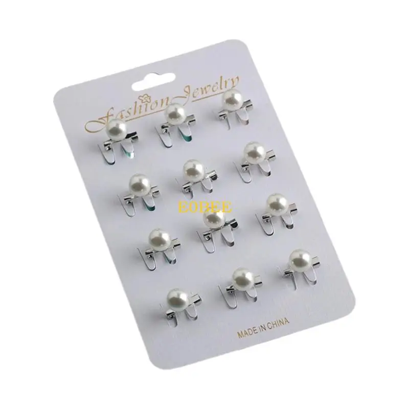 E0be Pack 12 fausses perles embellies Écharpe Fattage Pin sécurité pour châle hijab musulmans femmes broches décoratives