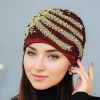 foulard de tête en dentelle turban chapeaux strass cravate élastique hijab été mince foulard turban chapeau fleur islamique sous écharpe femmes