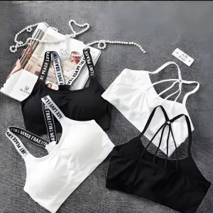 Sous-vêtements de sport pour femmes, Yoga, Fitness, haut court sans couture, larges bretelles avec lettres, vêtements d&rsquo;activité d&rsquo;entraînement confortables