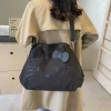 sac de voyage pour femmes, grande capacité, épaule simple diagonale, noir, nœud papillon d'affaires, sac de dessin animé décontracté, sac à dos pratique pour femmes