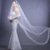 haute qualité visage voile blanc dentelle broderie bord voiles de mariée voiles de mariée mariage 1 couche accessoires de mariée hlts04