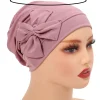 nouveau femmes musulmanes intérieur hijab chapeau nœud papillon turban indien bonnet foulard bonnets perte de cheveux tête enveloppement chimio casquette turbante mujer