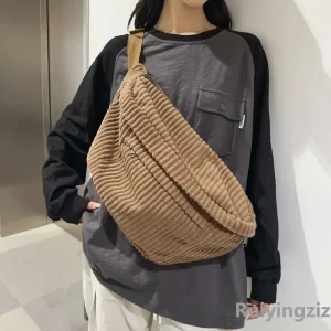 Sac de taille de grande capacité pour femmes, sacs à bandoulière décontractés, sac banane Simple pour téléphone, sac banane en velours côtelé pour dames