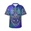 chemise d'été plage rétro hamsa main blouses coloré fatima cool chemises décontractées homme à manches courtes y2k hauts drôles