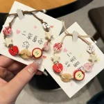 Bracelet pomme en céramique fait à la main pour femme, bracelets tissés réglables, perles de dessin animé, accessoires de bijoux cadeaux