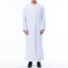 Robe Abaya musulmane décontractée pour hommes, col rond du Moyen-Orient, écharpe de sauna blanche, bande de sauna, vêtements islamiques, nouveau, 2024