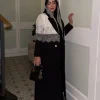 sisakia abayas pour femme dubaï luxe 2025 patchwork dentelle cardigan hijab inclus col rabattu caftan