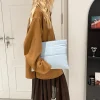 pochette classique pour femmes, sac plat de grande capacité, grandes poches pour l'automne et l'hiver, sac à main couleur bonbon pour filles