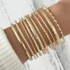 ensemble de bijoux rétro élégant pour femmes, 10 pièces, bracelets superposés en argent, usage quotidien, cadeau de fête de mariage