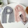 foulard en soie pour femme, version coréenne, fin, frais et beau, dentelle brodée carrée, fil de couleur unie, élégant, rétro, couleur littéraire