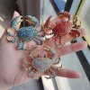 broche crabe en strass personnalisée, animal créatif, pour costume pour femme, manteau, vacances, banquet, vêtements, accessoires, cadeaux