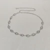 argent bohème femme métal taille chaîne ceinture de luxe bleu pierre précieuse ellipse concepteur ceintures pour femmes longue ceinture punk