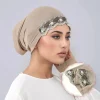 Maillot brodé de perles, Hijab instantané pour musulman, Turban, casquette intérieure extensible solide, sous-capuchon, Bandana en dentelle florale